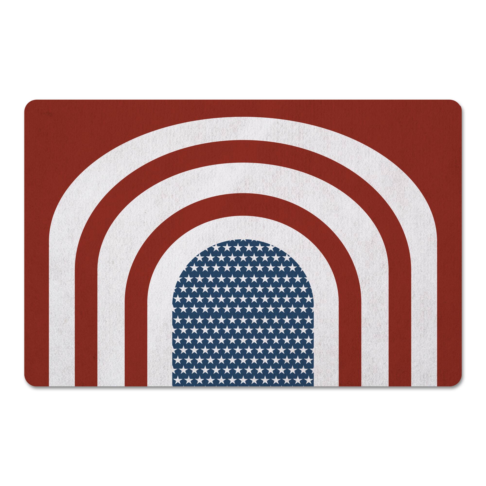 Designs Direct Red Arched Stripes & Stars Floor Mat